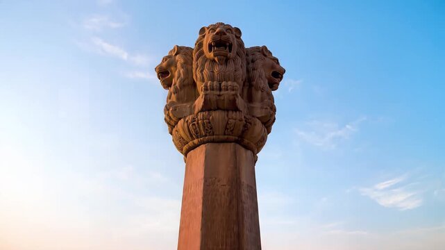 Ashoka Lion Capital Sarnath India Ancient Mauryan Dynasty Pillar Monument