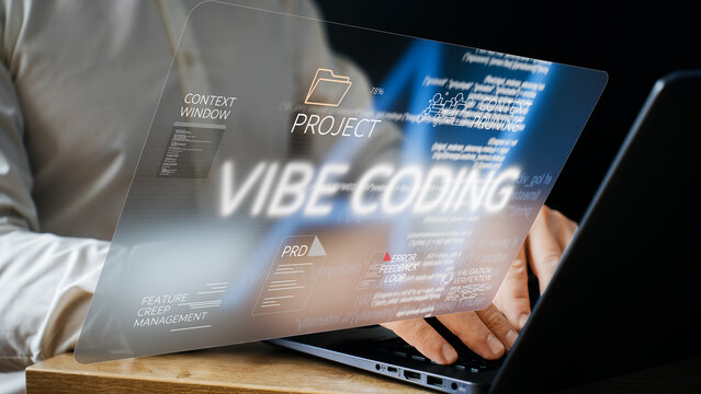 The concept of vibe coding is programming using AI and tools in the field of application development, websites, and business projects, PRD, feedback loop, context window.