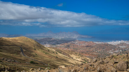 Panoramic View over Mindelo and Volcanic Mountains, S&atilde;o Vicente