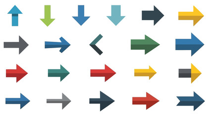 Collection of Various Colored Arrows Pointing Different Directions.