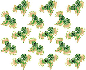 Floral Background Design Green Floral Wallpaper | Seamless Retro Floral Pattern for Fabric Print, Gift Wrap, Summer Party Decor