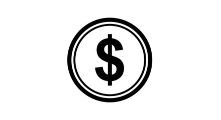 Fototapeta premium Black and white dollar sign icon representing currency, finance, and investment symbol