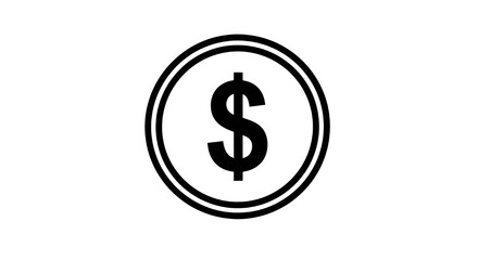 Obraz premium Simple black and white icon of a dollar symbol in a circle representing money and finance