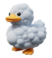 Abstract 3D duck sculpture with white bubble texture and orange beak