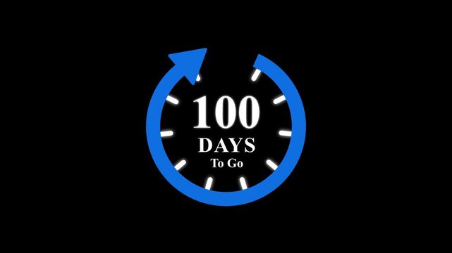 100 days to go, stile, timer, countdown, Count time display. business, sale, label button ,promotion clock signs business days on transport background. Motion graphics of days countdown concept