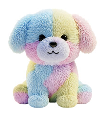 Cute 3D plush puppy toy in pastel rainbow colors for kids nursery decor