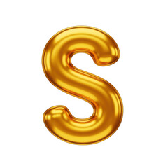 Fototapeta premium Golden letter s isolated on transparent background