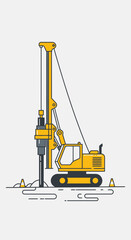 Powerful Industrial Piling Machine Operating On Construction Site Groundwork
