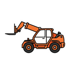 Fototapeta premium Powerful Orange Telehandler Heavy Machinery Construction Equipment Icon Design