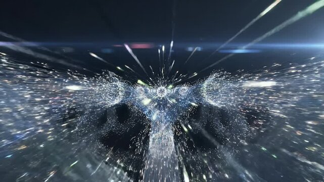 Futuristic Space Travel Through Neon Light Speed Tunnels.