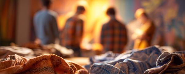 Learning to fold cultural patterns with cloth at a workshop in a creative space during a sunny afternoon