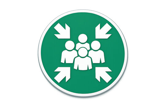 Emergency Assembly Point Sign with People Icons and Arrows