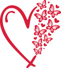 Stunning red heart with butterflies and hearts emerging