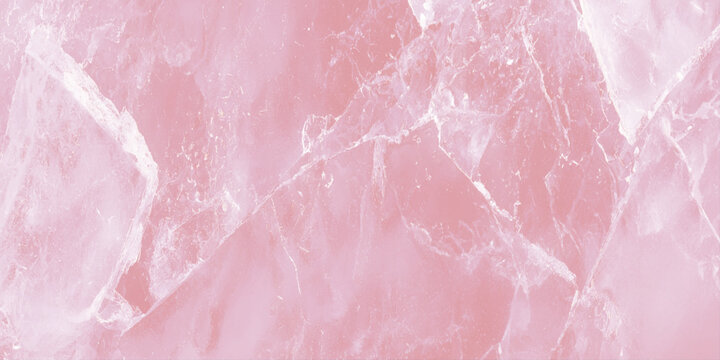 Soft pink rose quartz crystal texture background with natural white marble veins perfect for luxury backgrounds.