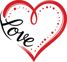 Vibrant heart symbol with love text in elegant design