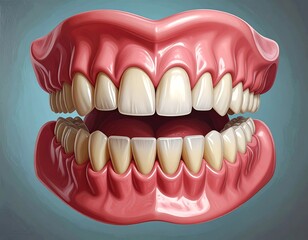 Obraz premium Realistic Denture Illustration - A Close-Up of Artificial Teeth.