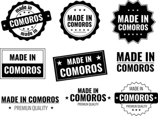 Fototapeta premium Labels and icons representing products made in Comoros for branding and marketing use