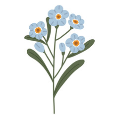 Flower element, Plant vector illustration, Digital flower design, Abstract floral item vector
