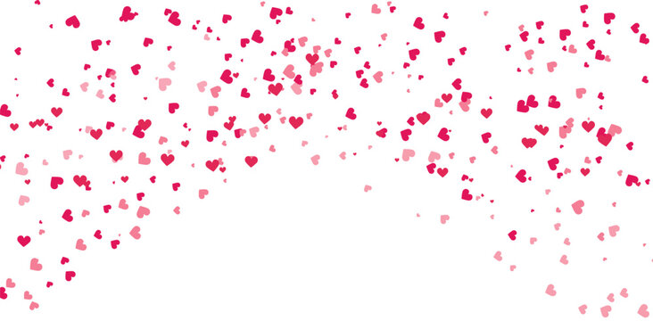 Falling red heart confetti romantic love particles shower for valentine celebration vector