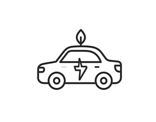 Obraz premium Electric Car with Lightning Bolt and Leaf.