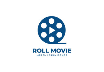 Roll movie concept logo design for your branding and identity