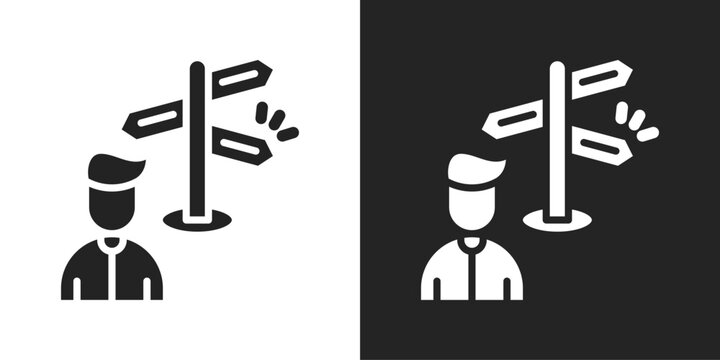 Guidance Icon In Black And White Glyph Style