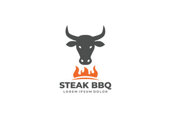 Beef steak bbq concept logo design for your branding and identity