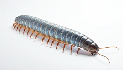 Obraz premium Centipede Isolated on White Background Closeup.