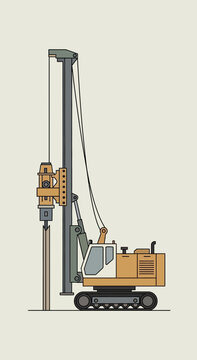 Robust Pile Driver Machine Illustration For Foundation Construction On Industrial Sites