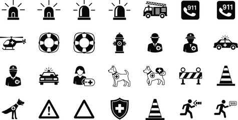 Emergency response including medical and rescue symbols ambulance © MD MOZAMMEL HAQUE