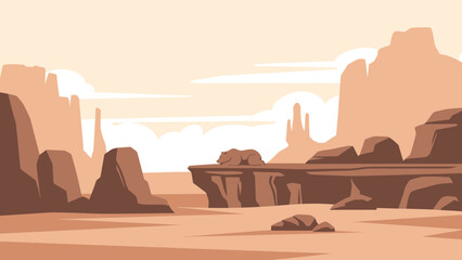 Sleeping Bear In The Desert Landscape With Sandstone Cliffs During The Day