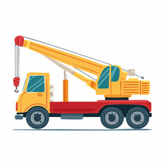 Fototapeta premium Cartoon crane truck illustration industrial equipment for construction projects