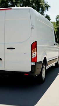 A white van driving down a road in a natural outdoor setting video