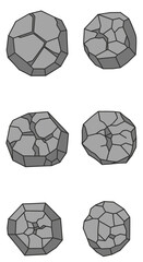 Obraz premium Stylized Cracked Geometric Stone Shapes Against A Clean White Background Abstract Rocks