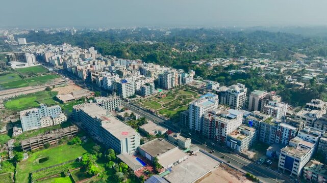 Aerial view of Coxs Bazar city in Bangladesh