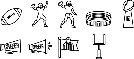 American Football Icon Set for Super Bowl Sunday