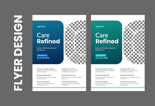 Modern Hospital and Healthcare Flyer Template &ndash; Medical Poster, Clinic Brochure, Doctor Consultation, Health Awareness and Professional Design for Marketing and Promotion