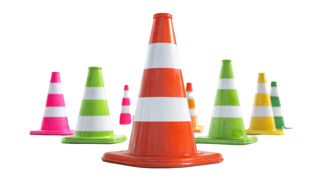 Football cone markers isolated on white background 