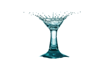 Isolated image of water splash crown in the shape of a wine glass, fresh fluid motion