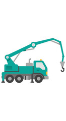 Vibrant Teal Flat Design Heavy Duty Mobile Crane Truck Illustration Vector Graphic Element