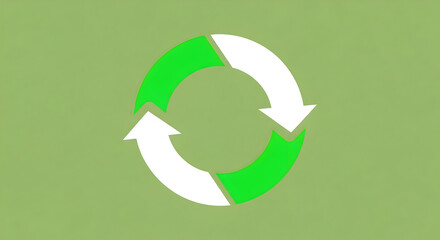 Modern recycling symbol with green and white arrows