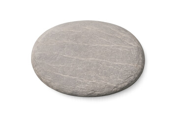 Smooth grey river stone with subtle natural lines on a dark background