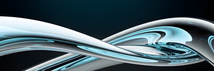 Dynamic Chrome and Teal Abstract Flow