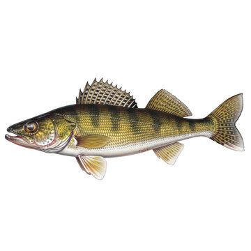 Illustration of a yellow perch fish isolated on transparent background
