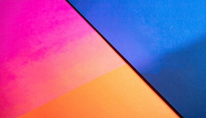 Vivid geometric arrangement of overlapping fuchsia, orange, and deep blue planes