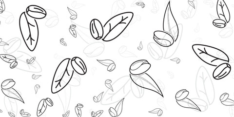 Abstract Coffee Bean And Leaf Pattern Design Vector Illustration