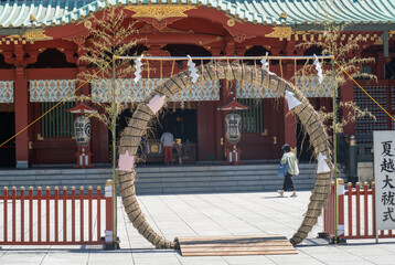 神田明神、初夏の茅の輪くぐりの風景