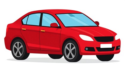 Obraz premium Sleek Red Sedan - A Modern Automotive Illustration for Transportation.