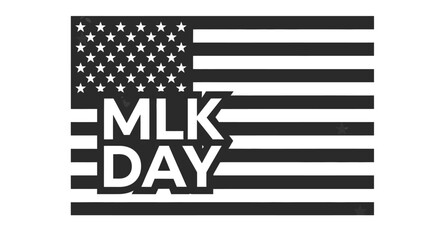 Bold MLK Day Text Over American Flag Stripes and Stars