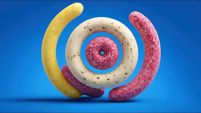 Unique dough design featuring spring elements symbolizing the alignment of timing in circadian nutrition planning. Circadian Timing Alignment &ndash; Spring Dough Concept Animation